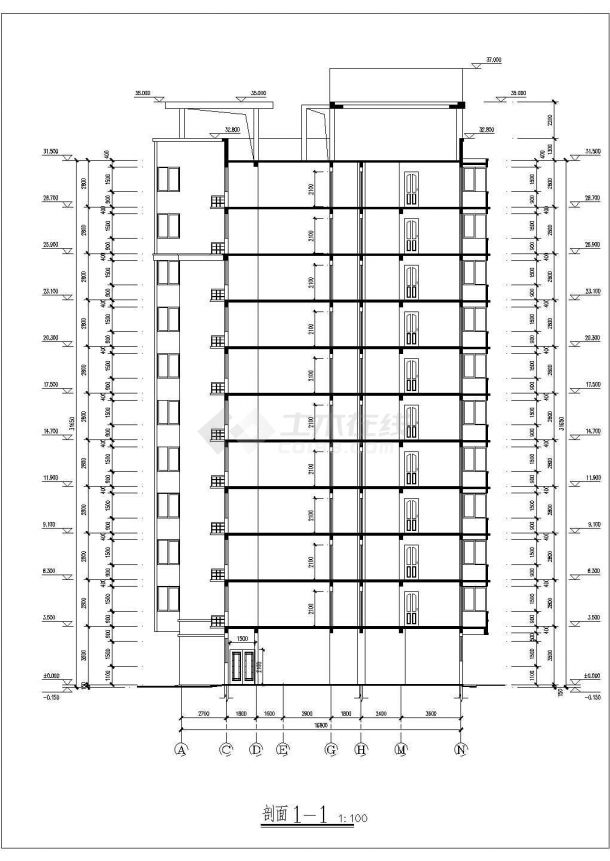 某区11层框架剪力墙结构住宅楼结构全套设计cad施工图-图二