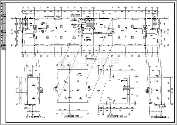 6856平方米五层办公楼建筑设计cad施工图-图一