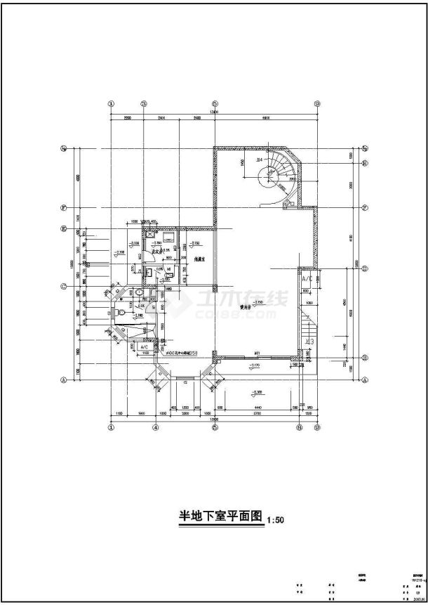 某经典型别墅CAD建筑设计施工图-图二