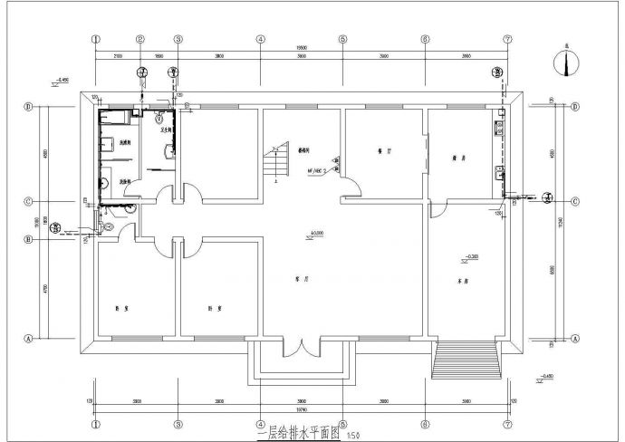 280平米2层砖混结构单体别墅给排水+采暖设计CAD图纸_图1
