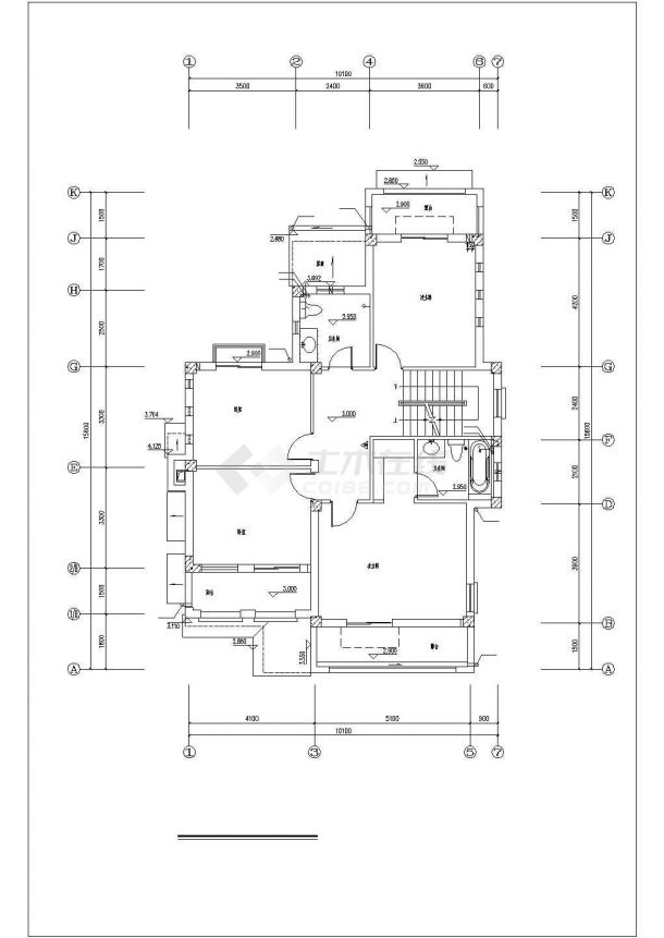 360平米3层混合结构单体别墅全套给排水设计CAD图纸-图二
