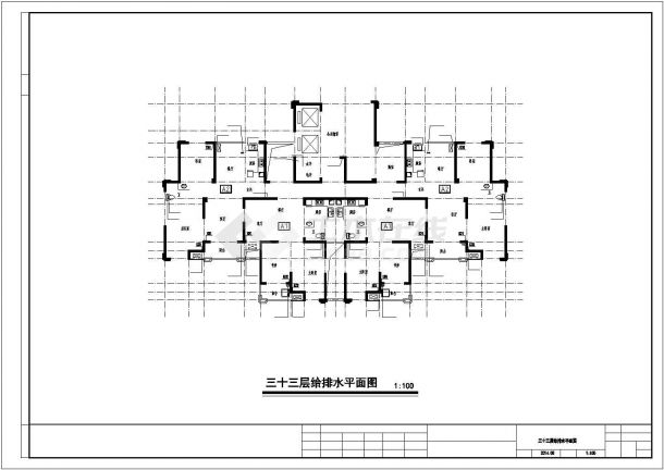 金华市某小区1.1万平米33层剪力墙结构住宅楼给排水设计CAD图纸-图二