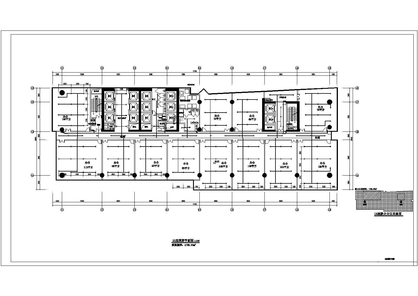 6.2万平米39层剪力墙结构商业办公楼消防平面设计CAD图纸