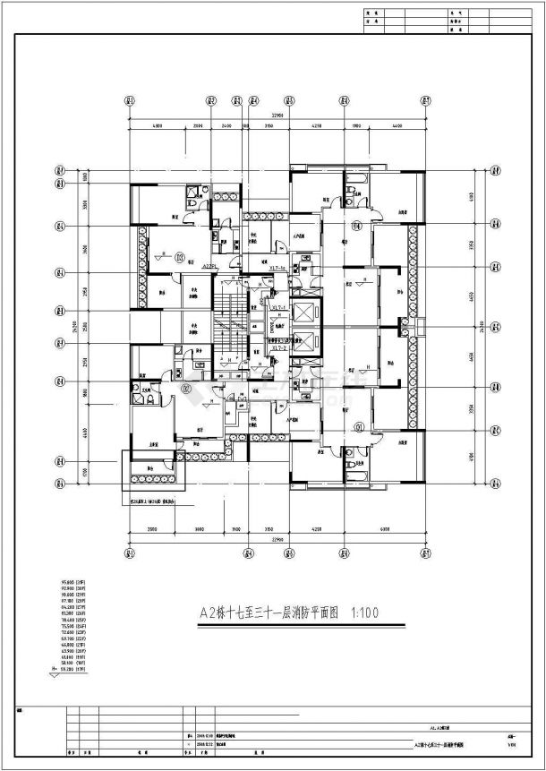 南宁市某小区31层框剪结构住宅楼全套消防平面设计CAD图纸-图一