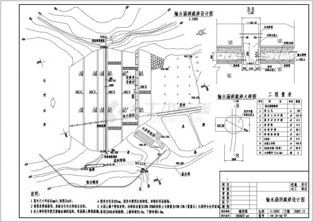 【湖南】小型水库除险加固工程全套设计施工cad图纸-图一