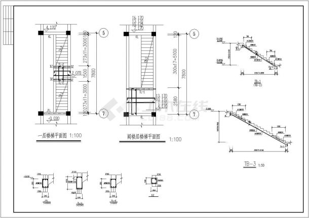 某多层框架结构商住楼设计cad 全套结构施工图（ 含设计说明）-图二