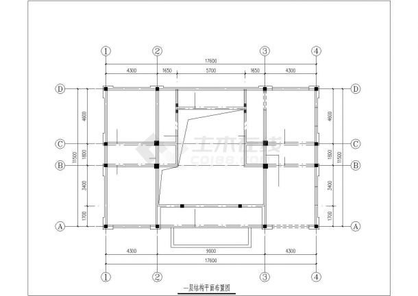 杭州某小区390平米2层框架结构业主活动中心全套结构CAD设计图纸-图一