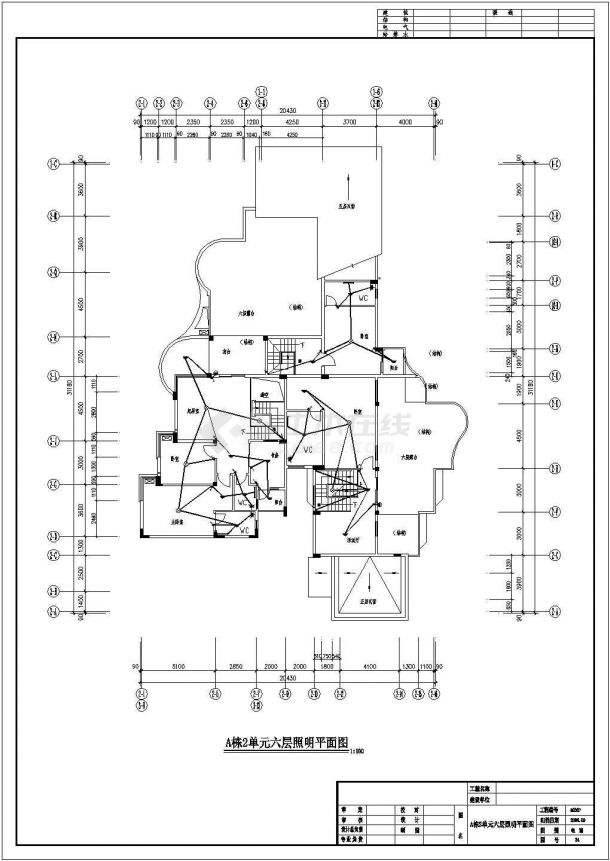 某单元多层住宅楼电气设计图（二类住宅，三级负荷）-图二