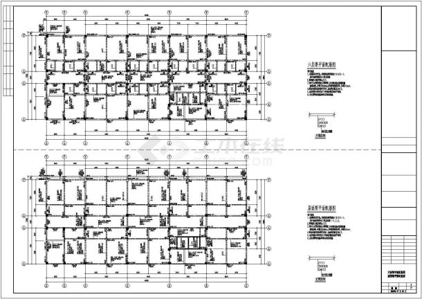 某六层混凝土框架结构办公楼设计cad全套结构施工图（含设计说明）-图二