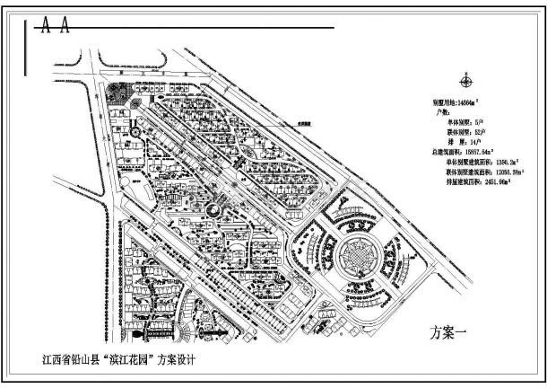 14664平米滨江花城规划施工图-图一
