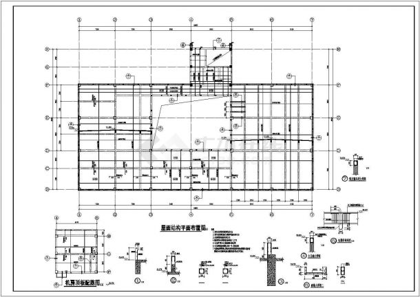 龙河校区五层钢筋混凝土框架结构教工活动中心设计cad全套结构施工图（含设计说明）-图一