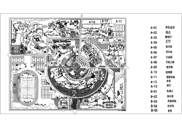 某著名高校新校区CAD景观设计规划图纸-图一