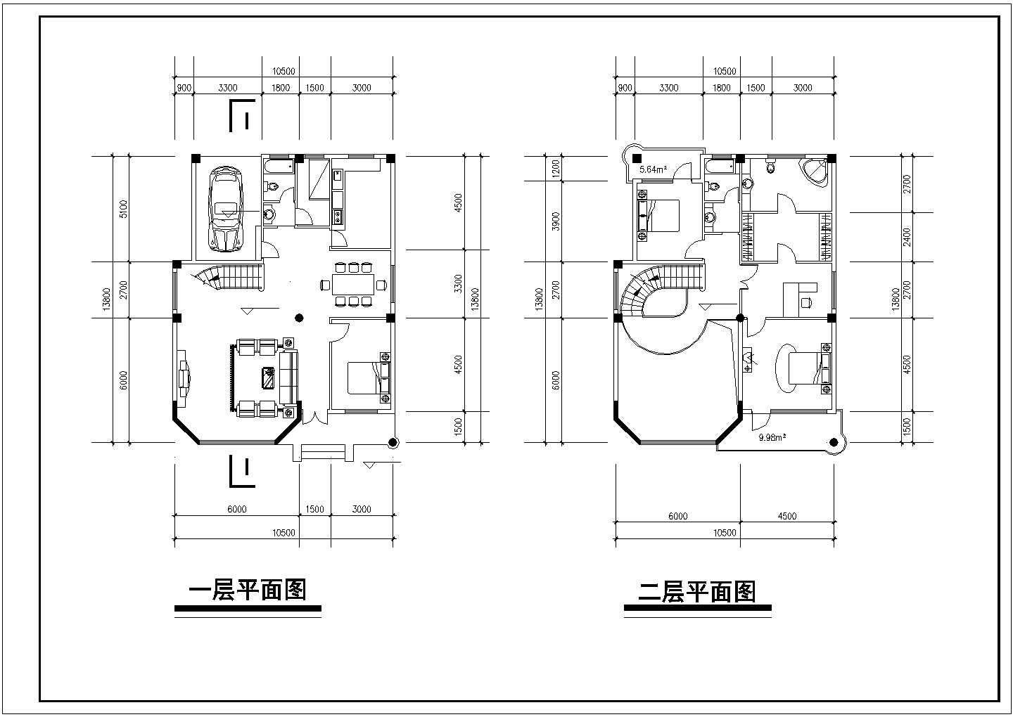 香江别墅平立剖建筑设计全套施工cad图