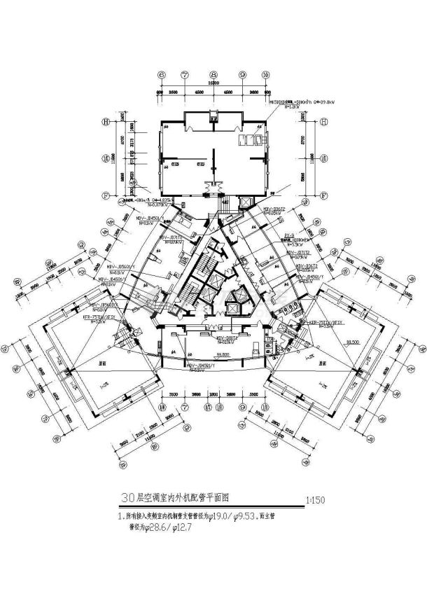 高层办公楼舒适性空调系统设计cad施工图-图二