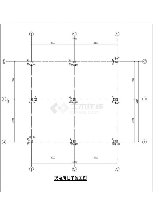 南京市玄武区某大学城单层框架结构变电所全套结构设计CAD图纸-图二