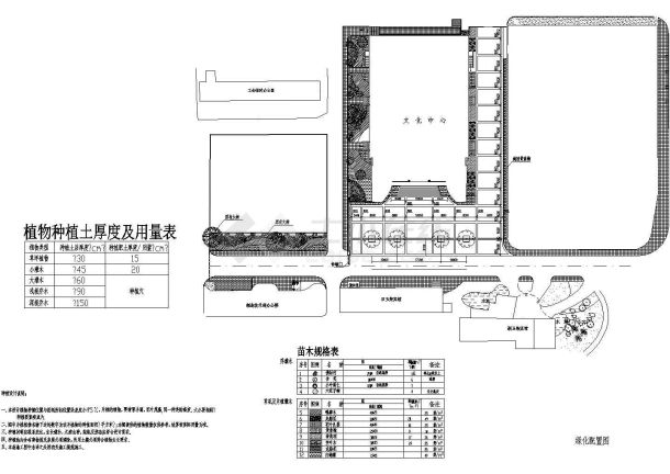 某会议中心平面CAD景观绿化施工套图-图二