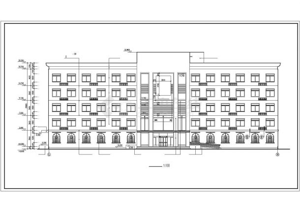 某6层办公楼建筑施工CAD图纸设计（长55.7米 宽16.95米 ）-图二