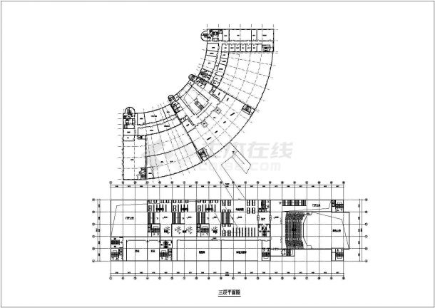 某首都图书馆2至10层各层的建筑设计平面图-图二
