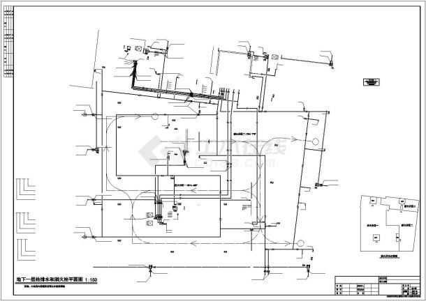 沈阳某商场5200平米地下停车库给排水+消火栓设计CAD图纸-图二