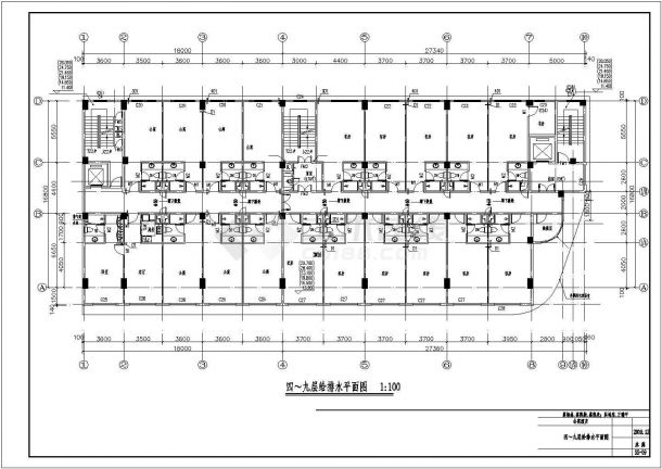 1万平米左右10层框架结构酒店式公寓楼给排水设计CAD图纸-图二