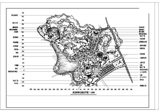 某欢乐四季公园CAD建筑规划设计总平面-图一
