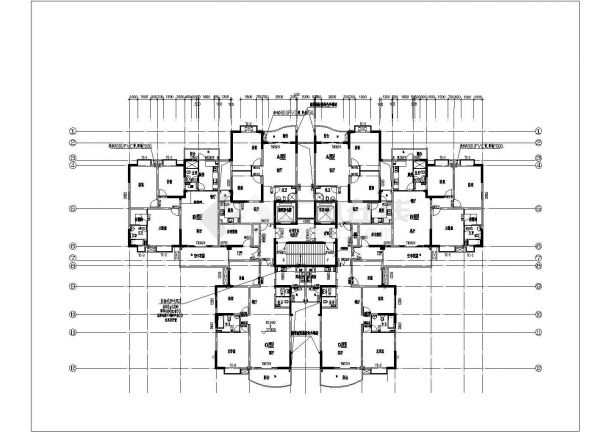经典多层住宅楼户型设计cad 建筑平面方案图集合-图一