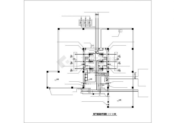 南昌市某商业大楼2500平米地下停车库给排水消防+喷淋设计CAD图纸-图一