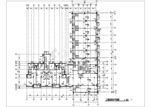 某小区4千平米左右7层框架结构住宅楼全套给排水设计CAD图纸-图一
