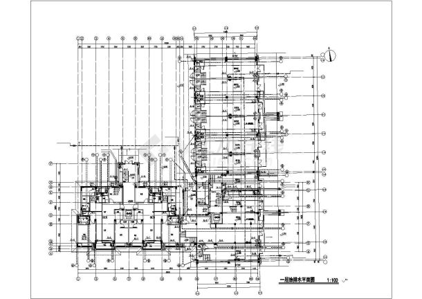 某小区4千平米左右7层框架结构住宅楼全套给排水设计CAD图纸-图二