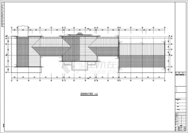 3000平米左右3层框架结构办公楼给排水设计CAD图纸-图一
