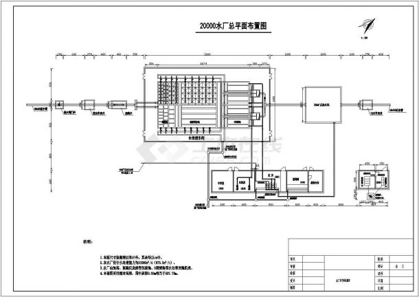 某工业园水厂给排水设计cad全套工艺施工图（含设计说明）-图二