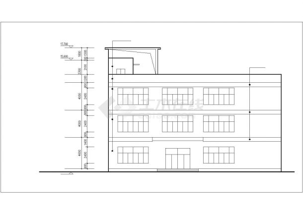 广州某工厂1400平米3层框架结构职工食堂平立面CAD设计图纸-图一