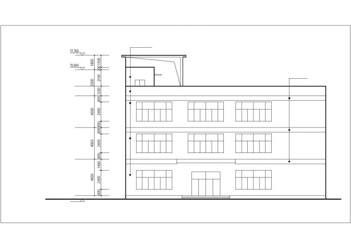 广州某工厂1400平米3层框架结构职工食堂平立面CAD设计图纸_图1