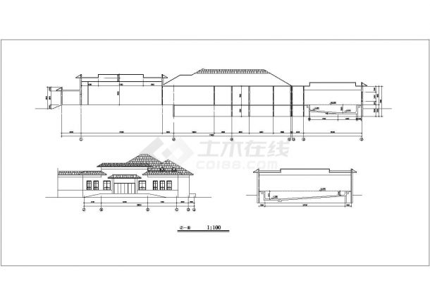2800平米左右2层框架结构休闲酒店平立剖面CAD设计图纸-图一