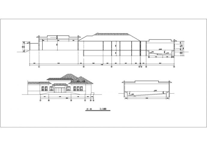 2800平米左右2层框架结构休闲酒店平立剖面CAD设计图纸_图1