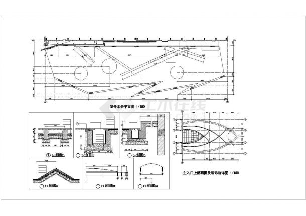 成都某职业学院占地950平米钢结构体育馆全套建筑CAD设计图纸-图一