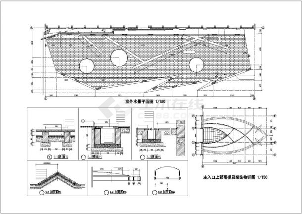 成都某职业学院占地950平米钢结构体育馆全套建筑CAD设计图纸-图二