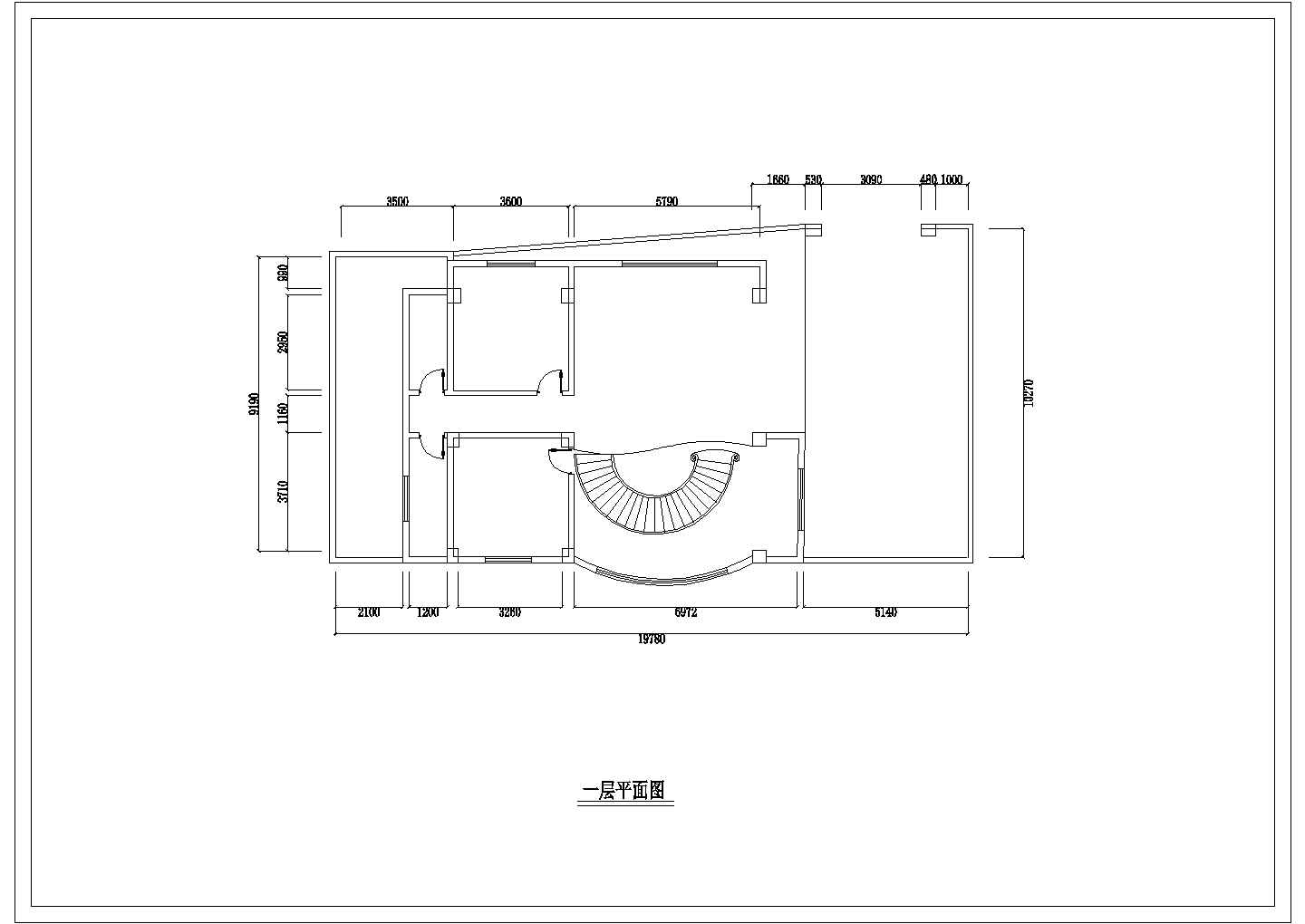 某复式平面装修设计cad施工图纸