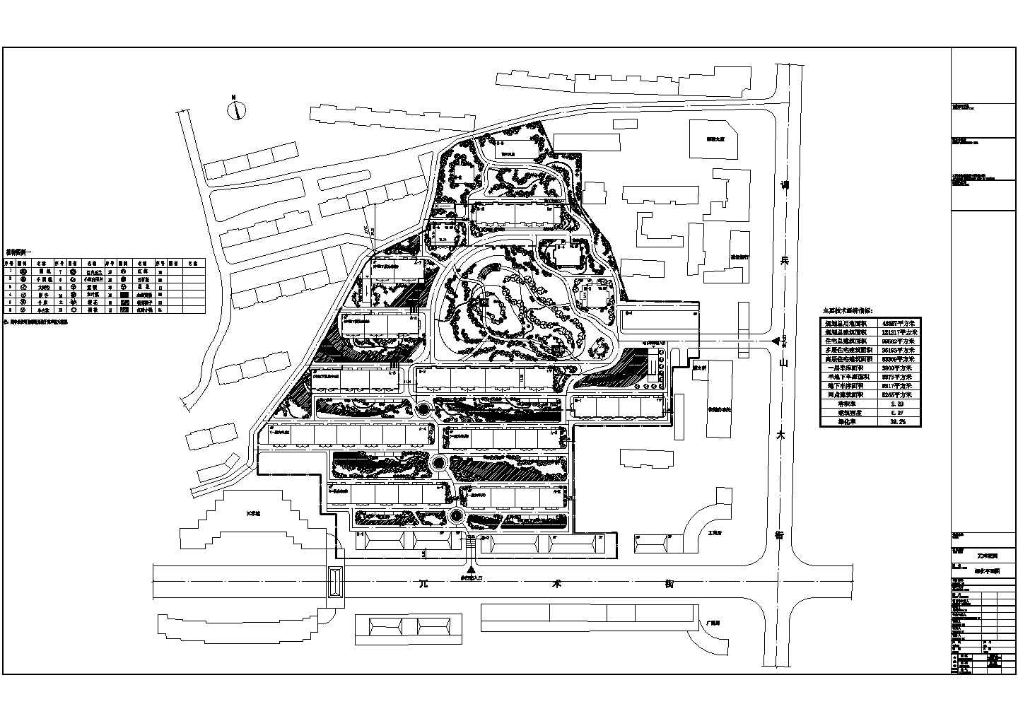 某市中心兀术花园规划CAD建筑景观绿化平面图