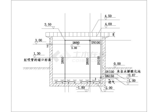 南京市某大型屠宰厂废水处理工艺工程设计CAD图纸（600立方米/天）-图一