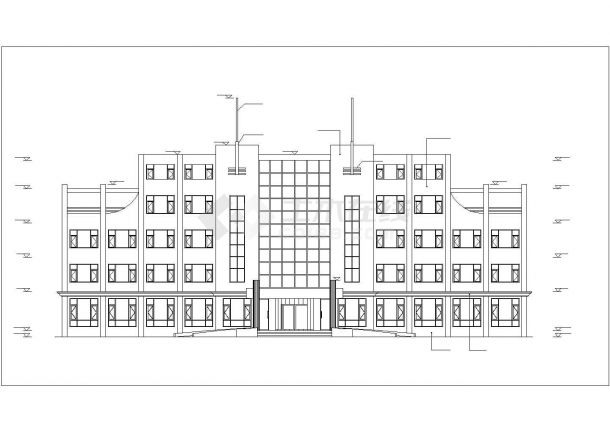 沈阳某工厂2400平米左右四层框架结构办公楼建筑+结构设计CAD图纸-图一