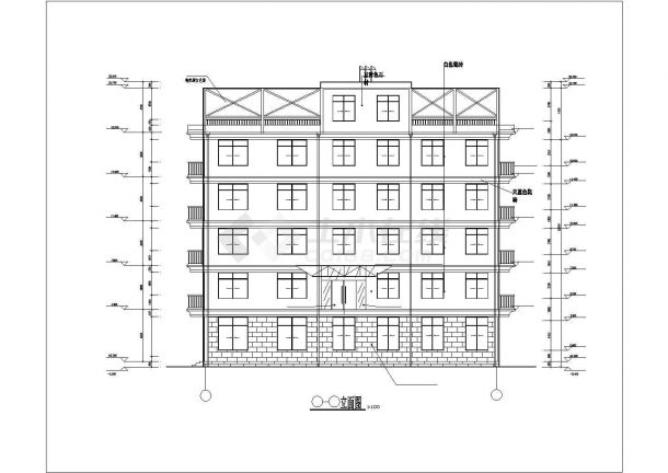 呼和浩特市某小区1200平米五层框架结构住宅楼建筑设计CAD图纸-图一