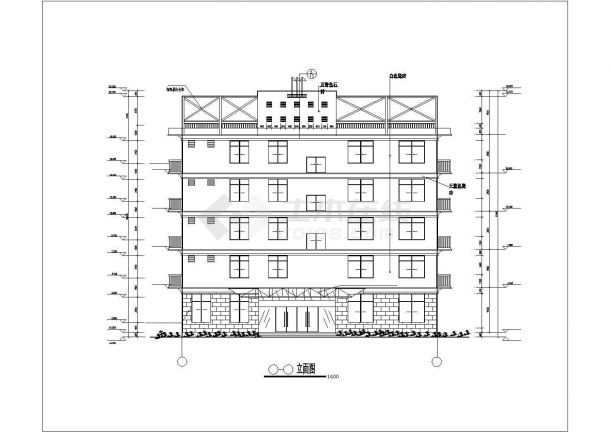 呼和浩特市某小区1200平米五层框架结构住宅楼建筑设计CAD图纸-图二