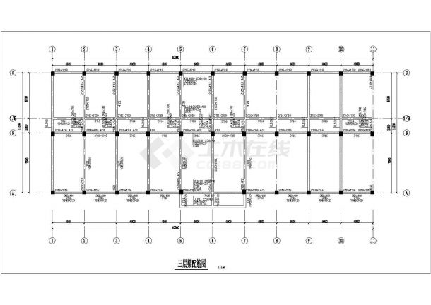 上海某制造公司5层框架结构办公楼全套结构设计CAD图纸-图一