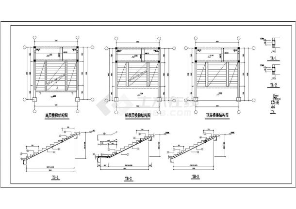连云港市某制造厂五层钢混框架结构办公楼结构设计CAD图纸-图二