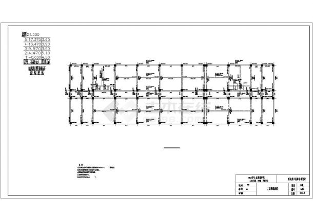 西安市某市政单位7千平米左右五层框架办公楼结构设计CAD图纸-图二
