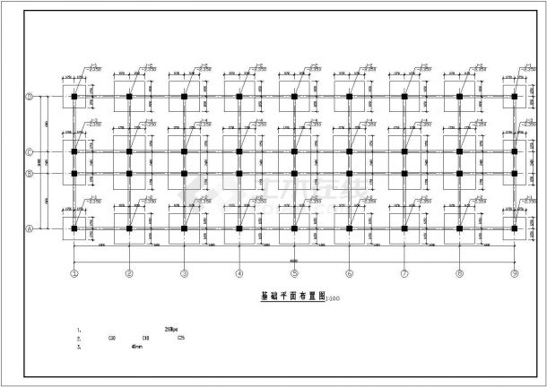 扬州市某建筑公司6层框架结构办公楼全套结构设计CAD图纸-图一