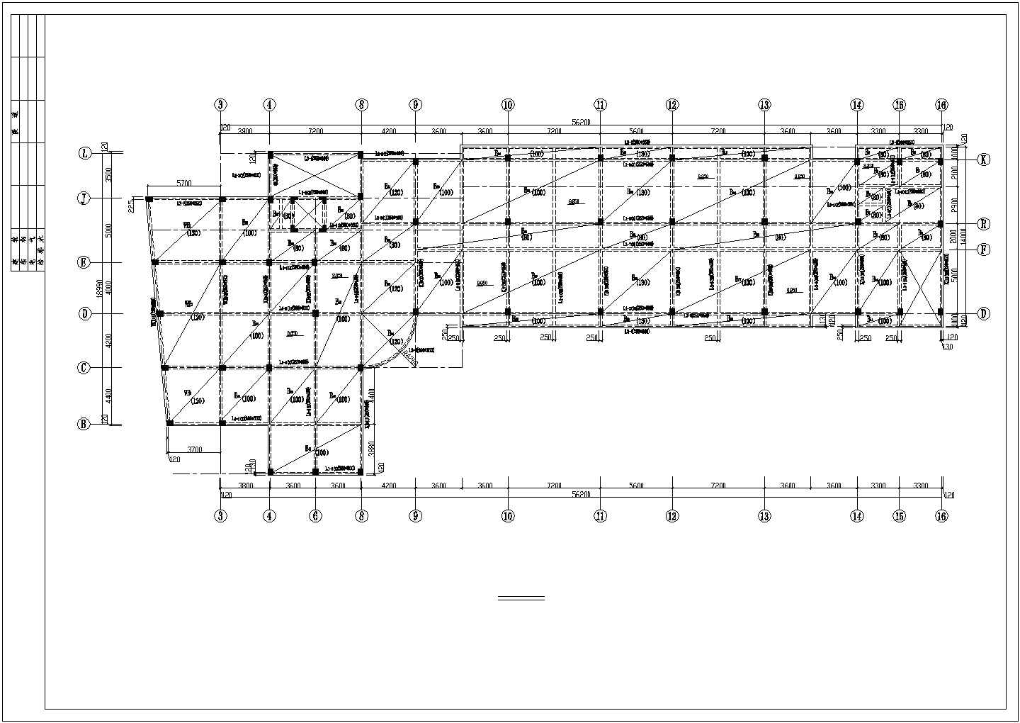 哈尔滨市某高校六层框架结构办公楼结构设计CAD图纸