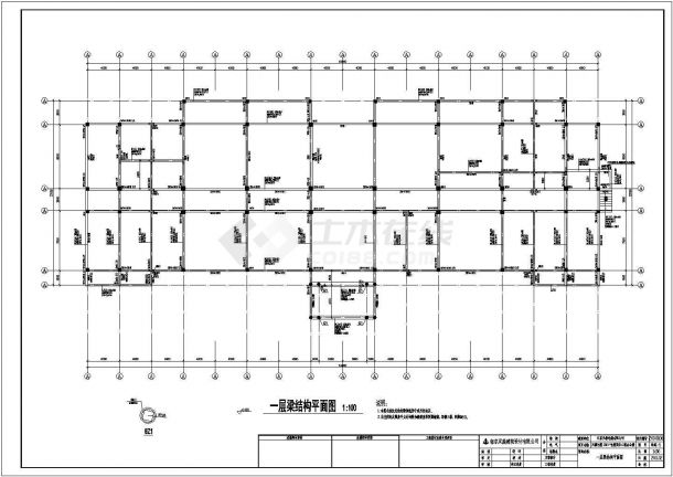 天源电缆公司四层钢筋混凝土结构办公楼设计cad全套结构施工图（含设计说明）-图二