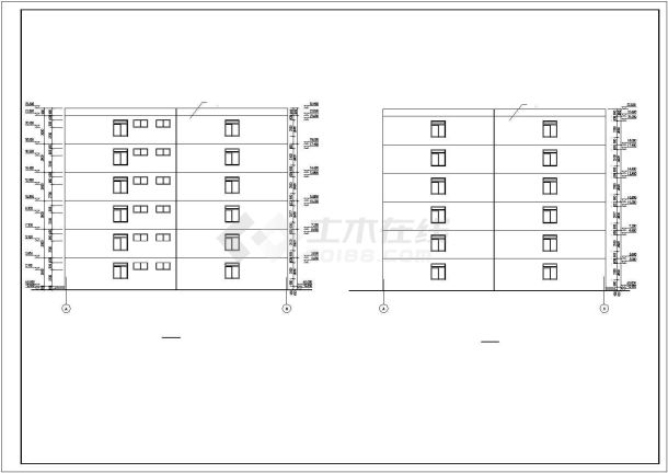 温州某高校5200平米6层框架结构行政办公楼平立剖面设计CAD图纸-图二